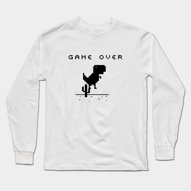 Chrome Dinosaur ( T-Rex Dino) Game Over Long Sleeve T-Shirt by kani